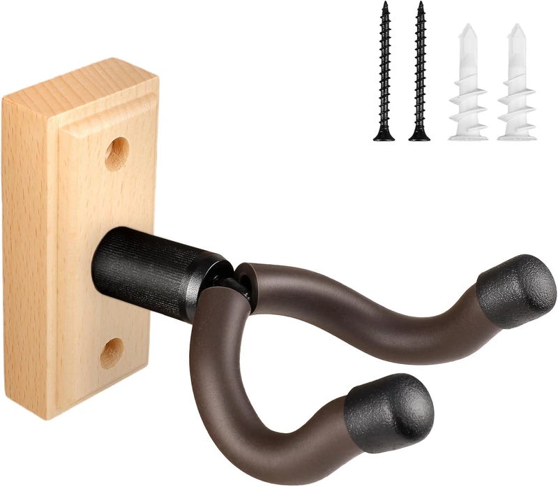 DIDA Guitar Wall Mount, Guitar Hanger, Silicone Pad, U-Shaped Guitar Wall Hanger Mount, Rotatable Guitar Holder Hook Stand Wall for Acoustic, Electric Guitar, Bass (Beechwood 1 Pack) - Image 1